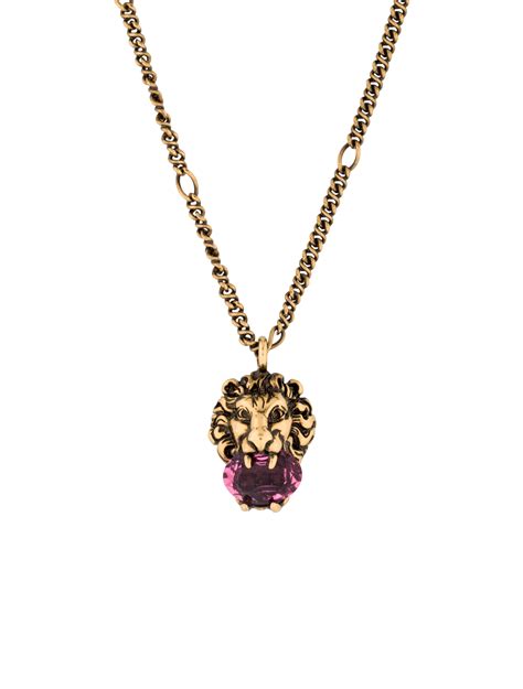 gucci lion head necklace 開箱|Metal Lion Head Necklace With Crystal .